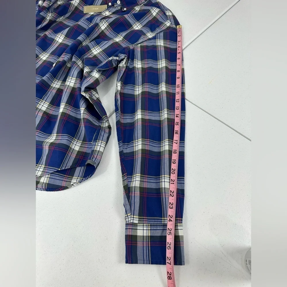 J. Crew Tartan Plaid Long Sleeve Men’s Button Down Cotton Shirt Blue Red XL